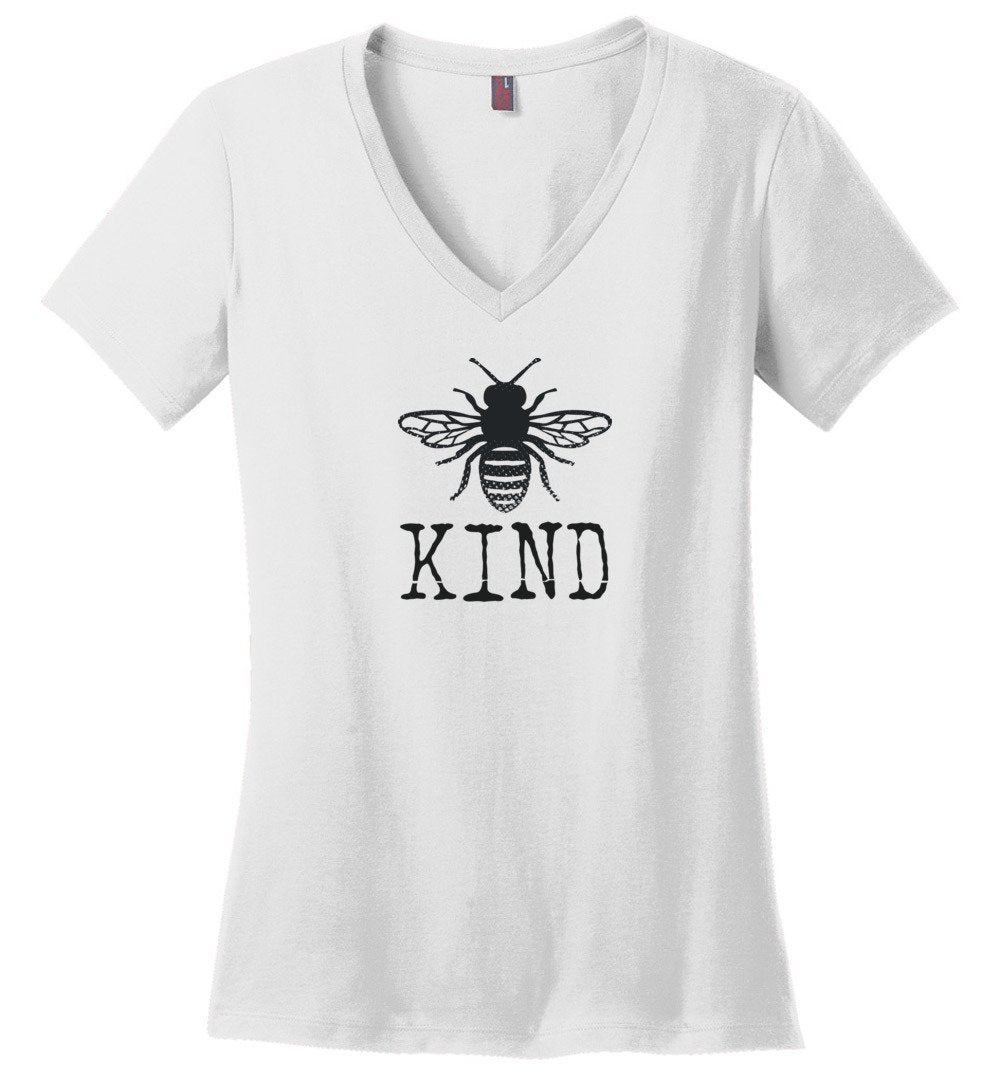 Funny Bee Kind V-neck Heyjude Shoppe White XS