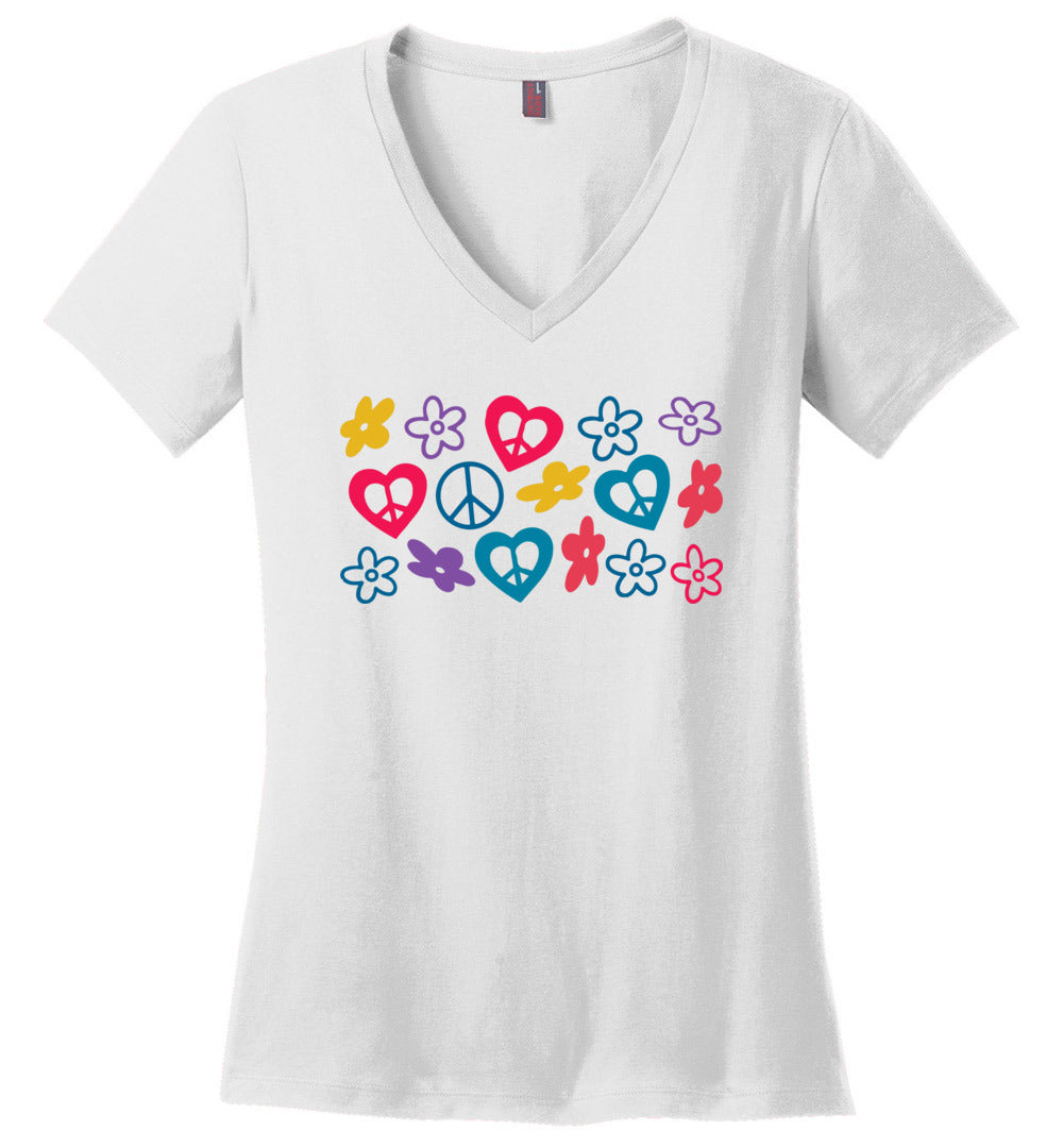 Peace Love Flowers V-necks