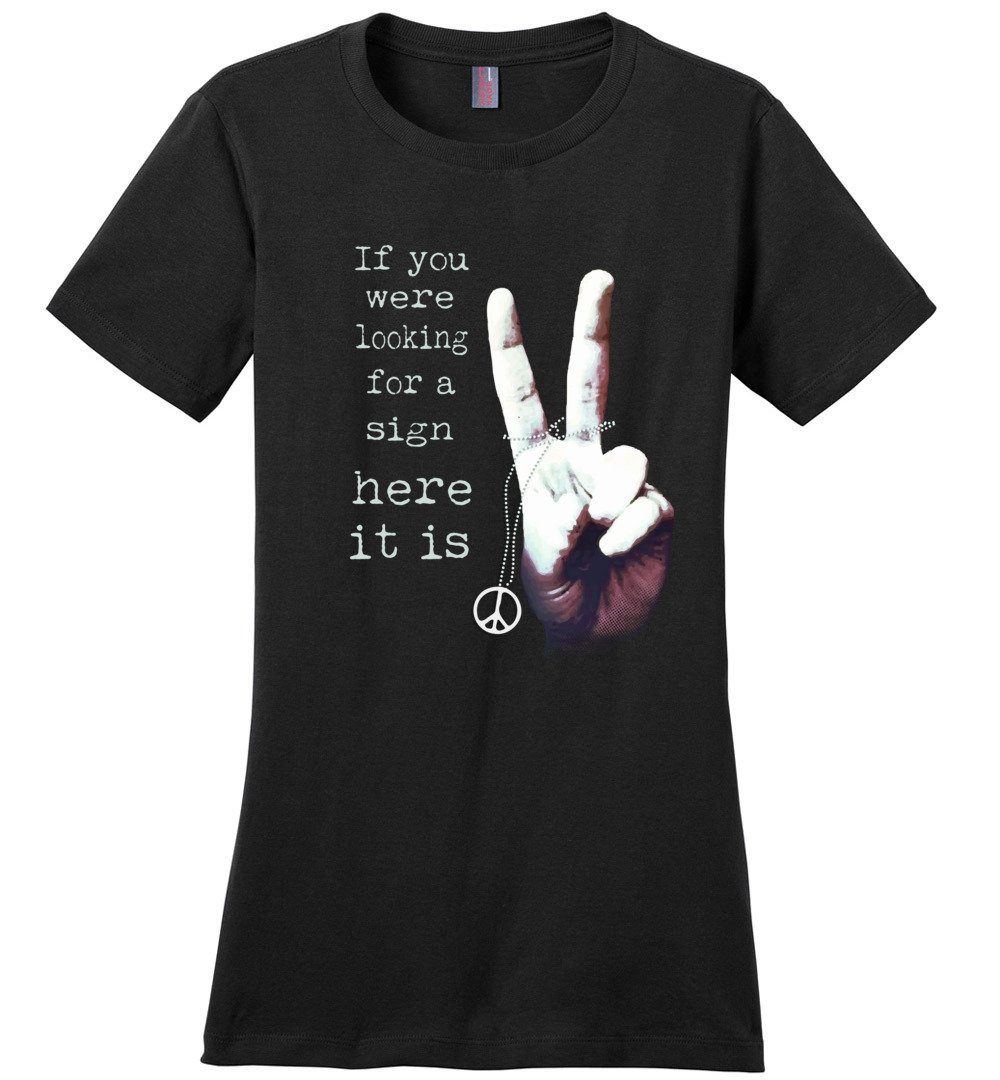 If You Were Looking For A Sign - T-shirts Heyjude Shoppe Ladies Crew Tee Black XS
