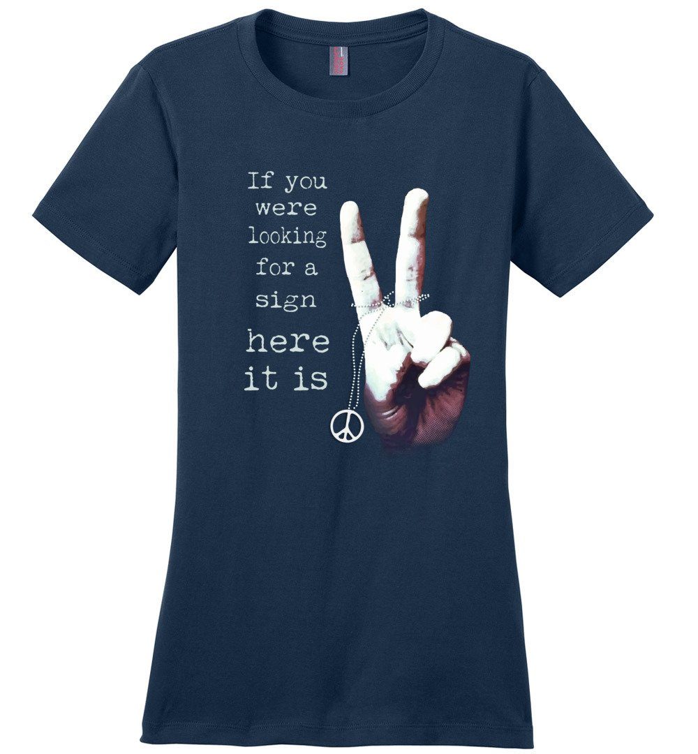 If You Were Looking For A Sign - T-shirts Heyjude Shoppe Ladies Crew Tee Navy XS
