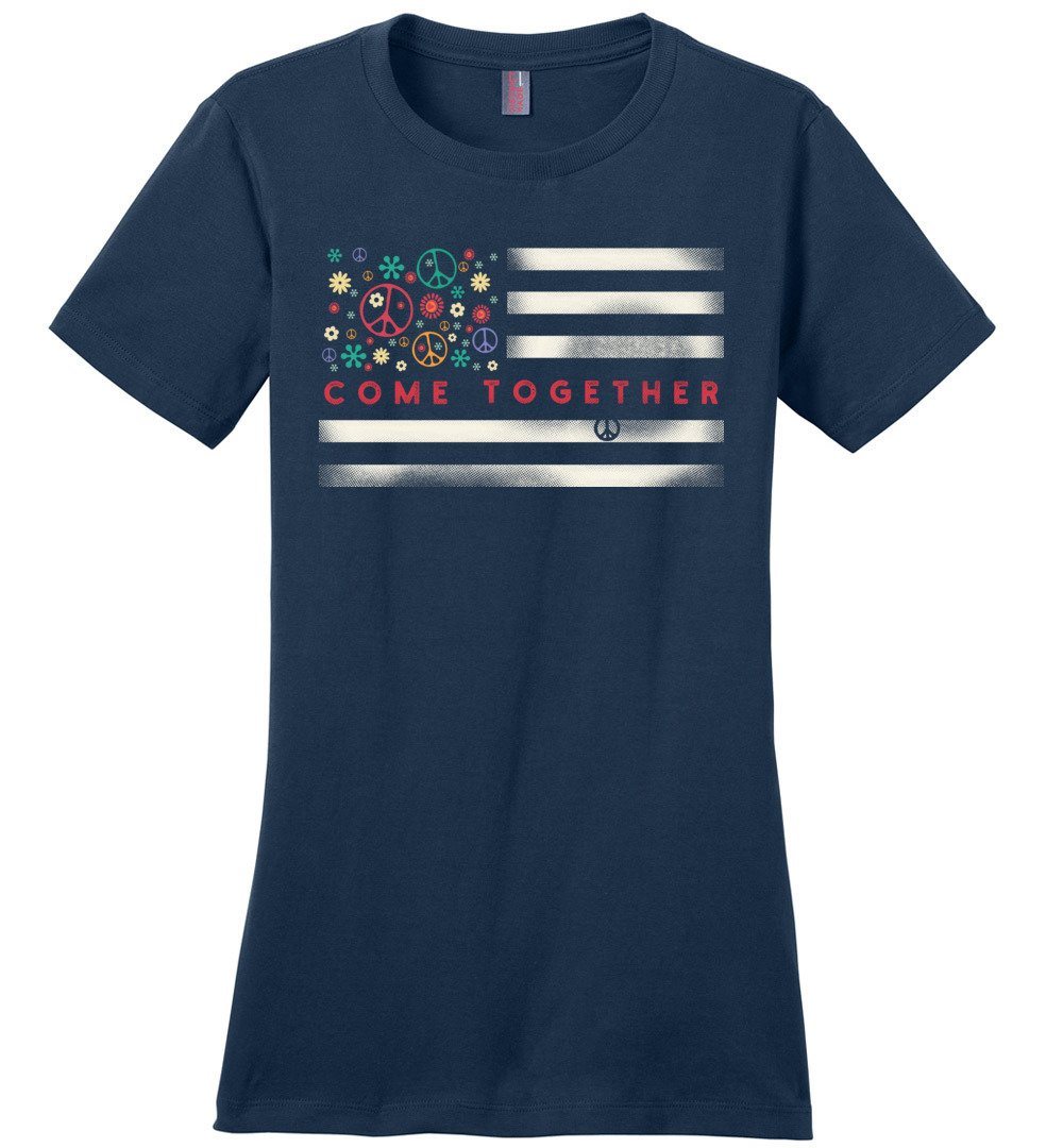 Come Together T-shirts Heyjude Shoppe Ladies Crew Tee Navy XS