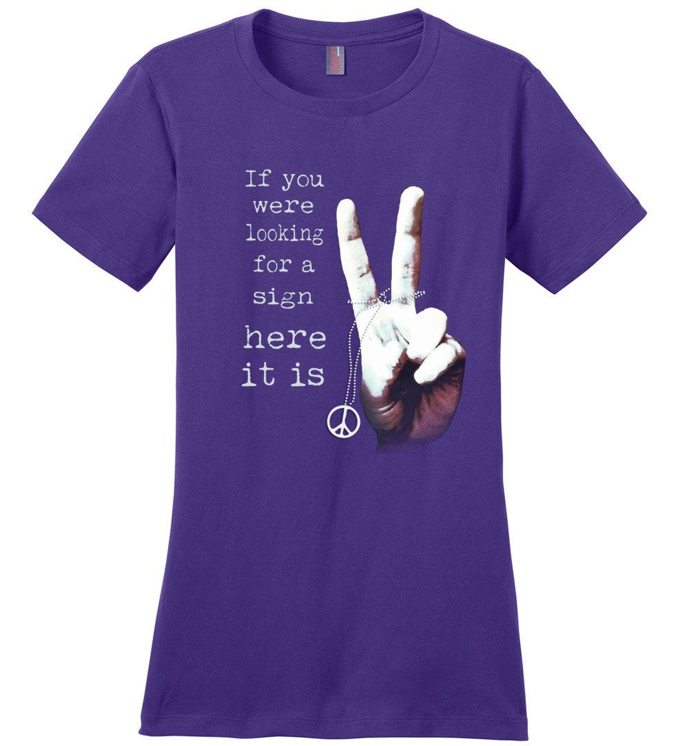 If You Were Looking For A Sign - T-shirts Heyjude Shoppe Ladies Crew Tee Purple XS