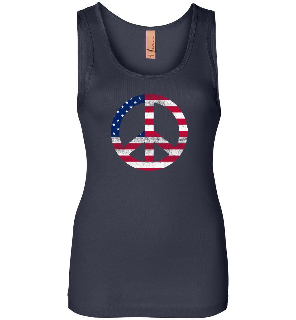 American Peace Sign Tank Heyjude Shoppe Women's Tank Midnight Navy S