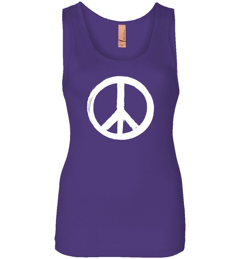 White Peace Sign Tank Heyjude Shoppe Women's Tank Purple Rush S