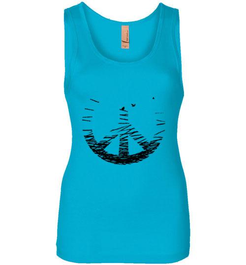 Peace Sign Tank Tops T-Shirts Heyjude Shoppe Turquoise S