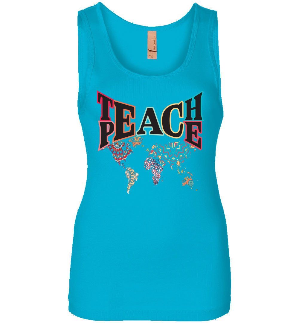 Teach Peace Tank Heyjude Shoppe Turquoise S