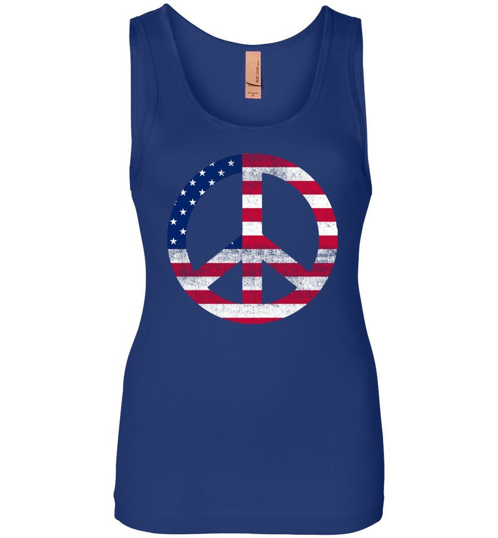 American Peace Sign Tank Heyjude Shoppe Royal Blue S