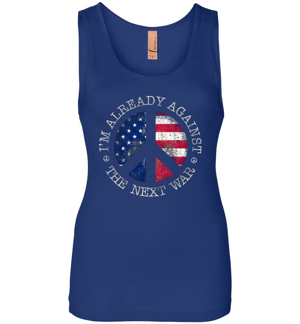 Against The Next War Tank Heyjude Shoppe Royal Blue S
