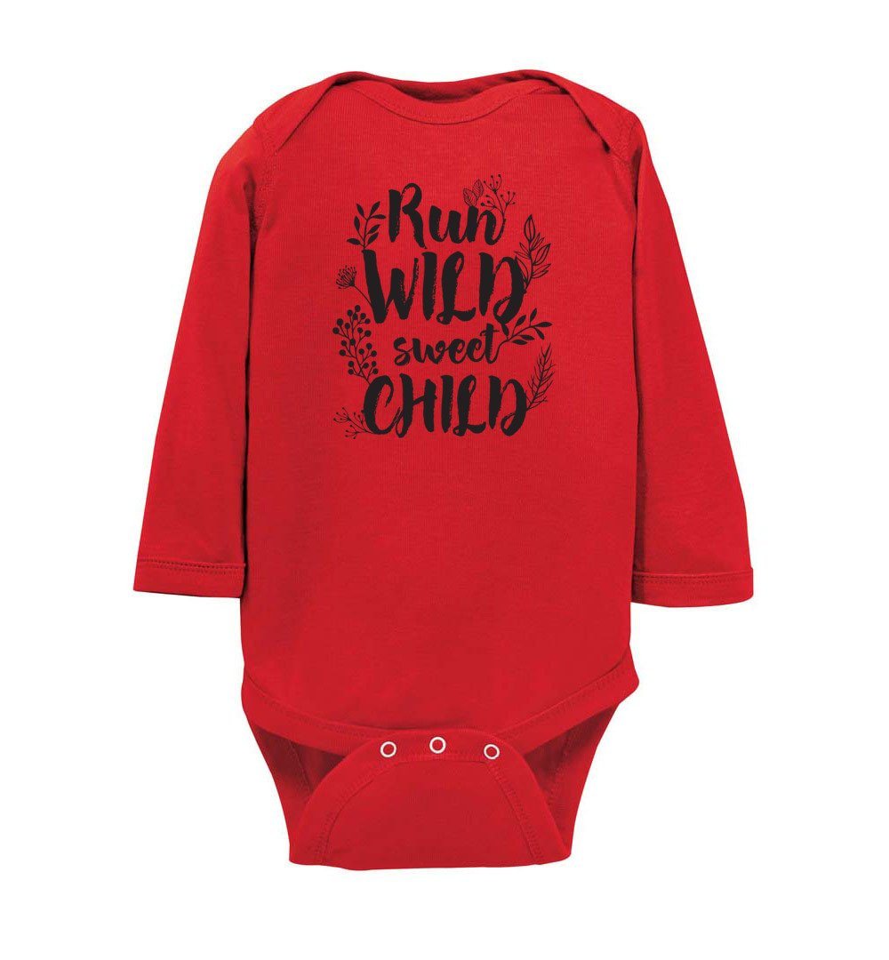 Run Wild Sweet Child - Infant Bodysuits Heyjude Shoppe LS Onesie Red NB