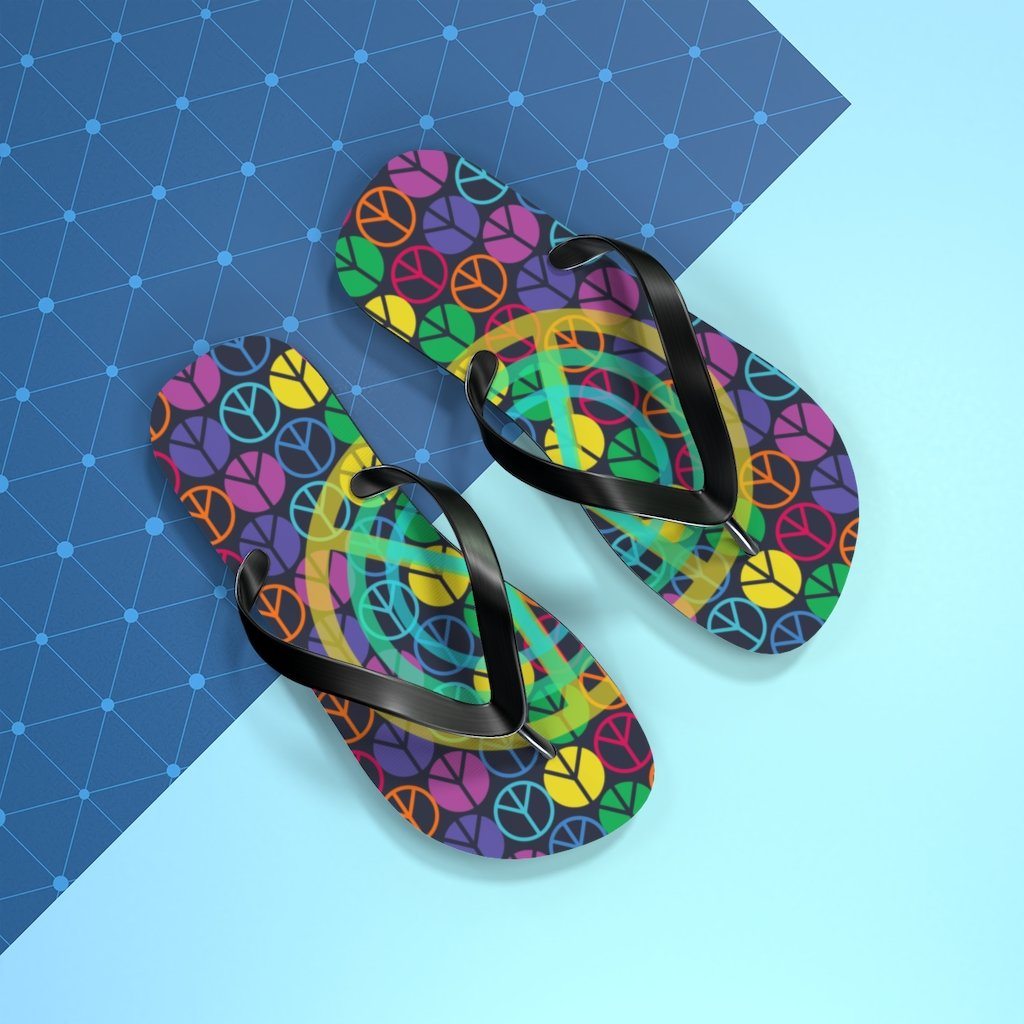 Peace Sign Pattern Unisex Flip Flops Shoes Printify