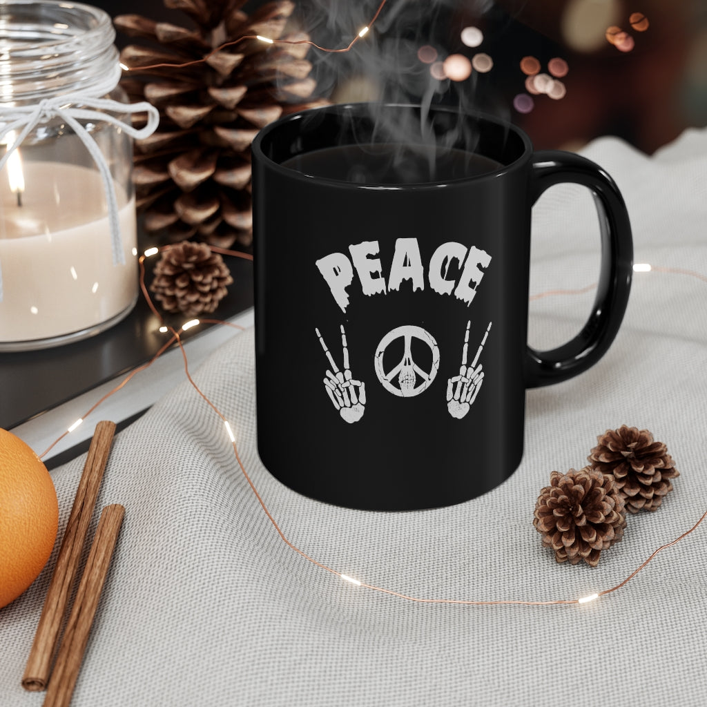 Peace Skeleton- 11oz Black Mug