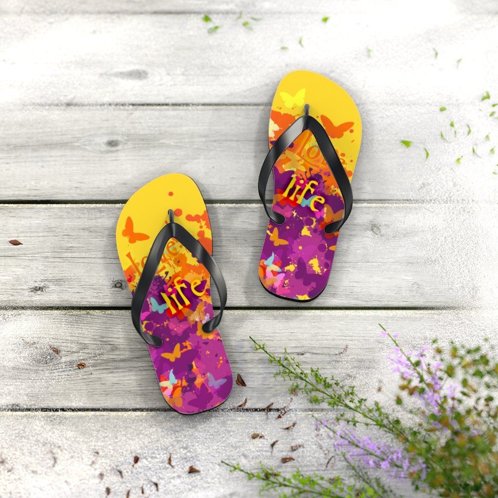 Love Life Unisex Flip-Flops Shoes Printify