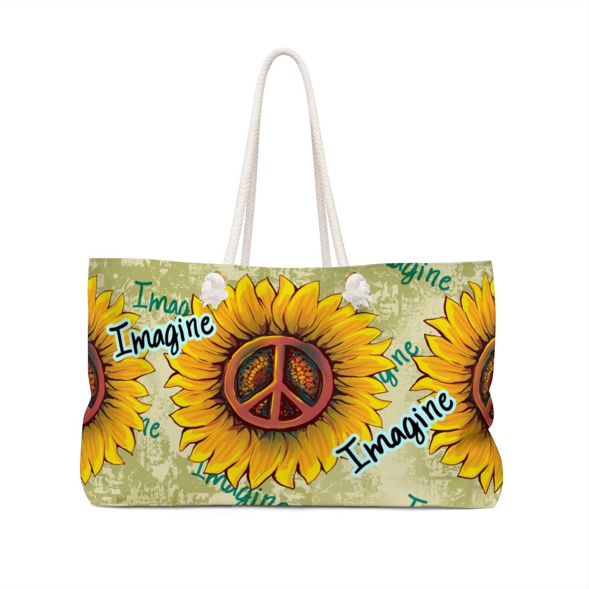 Imagine Peace Weekender Bag Bags Printify
