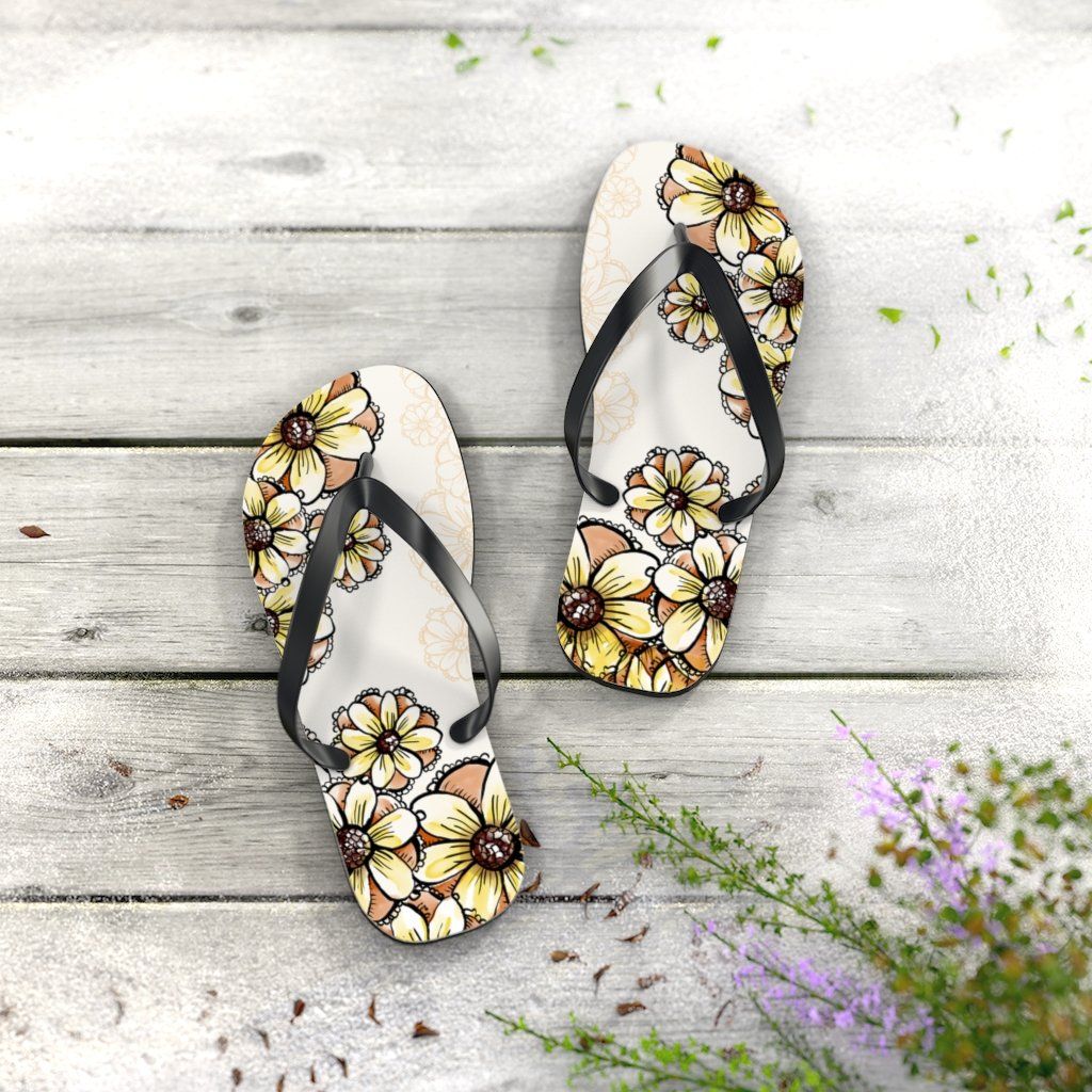 Boho Flowers Unisex Flip-Flops Shoes Printify