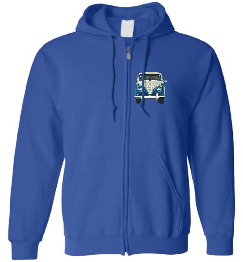 HIPPIE VAN - LEFT PRINTED - ZIP HOODIE Heyjude Shoppe Royal S