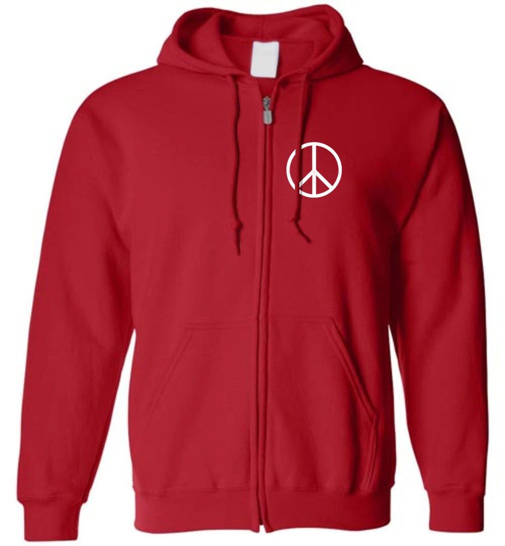 PEACE SIGN ZIP HOODIE Heyjude Shoppe Red S