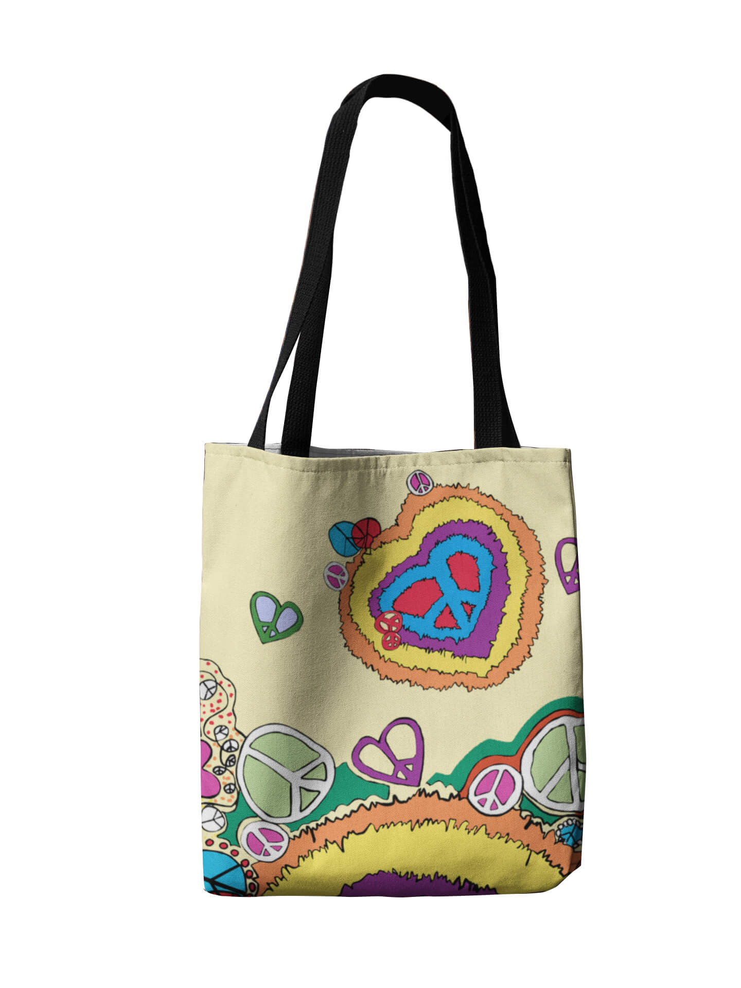 Peace Love AOP Tote Bag