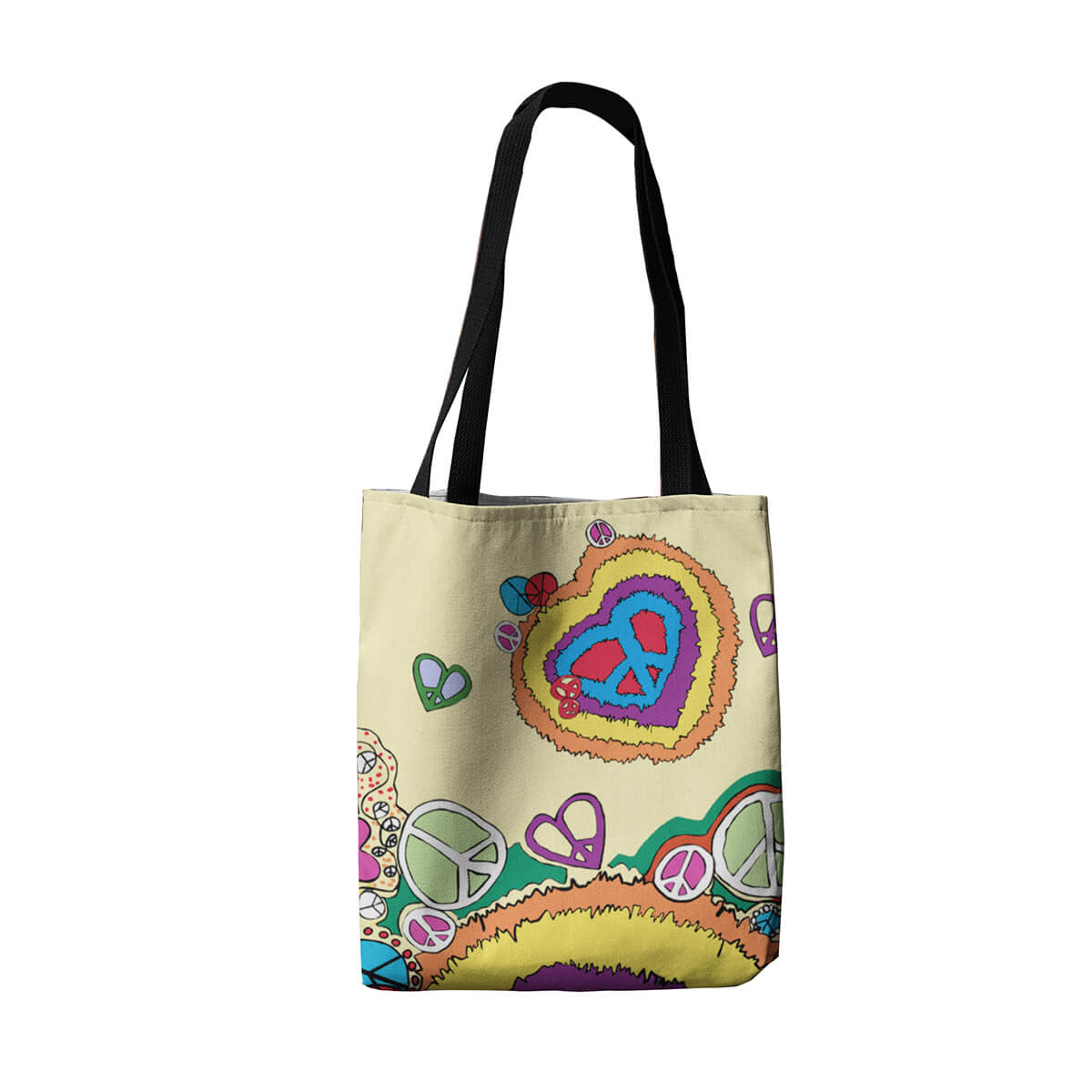Peace Love AOP Tote Bag