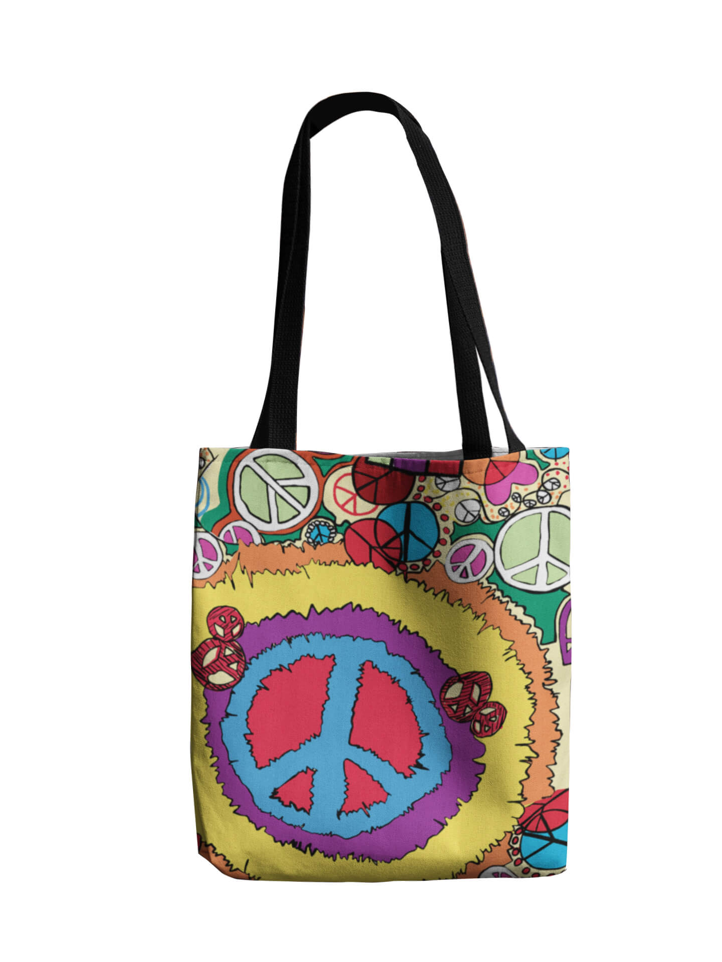 Peace Love AOP Tote Bag
