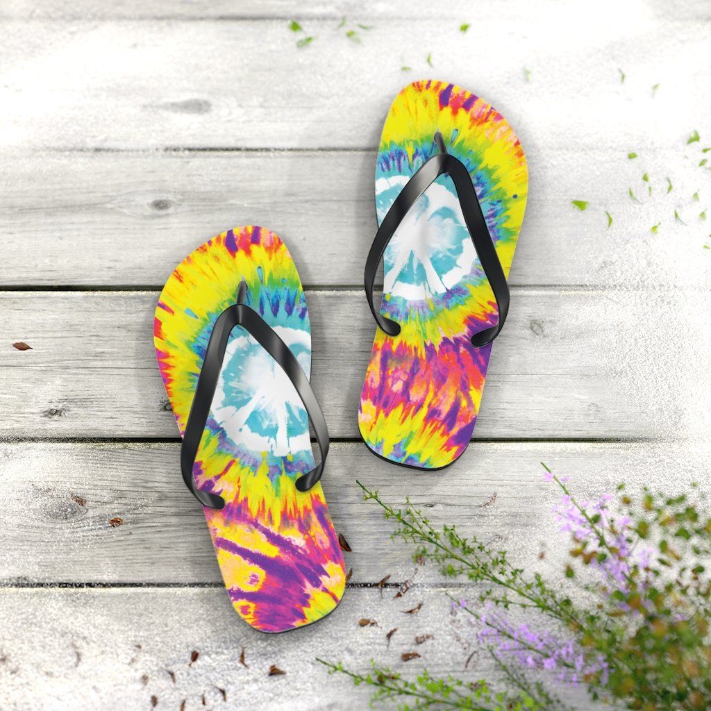 Tie Dye Unisex Flip-Flops Shoes Printify