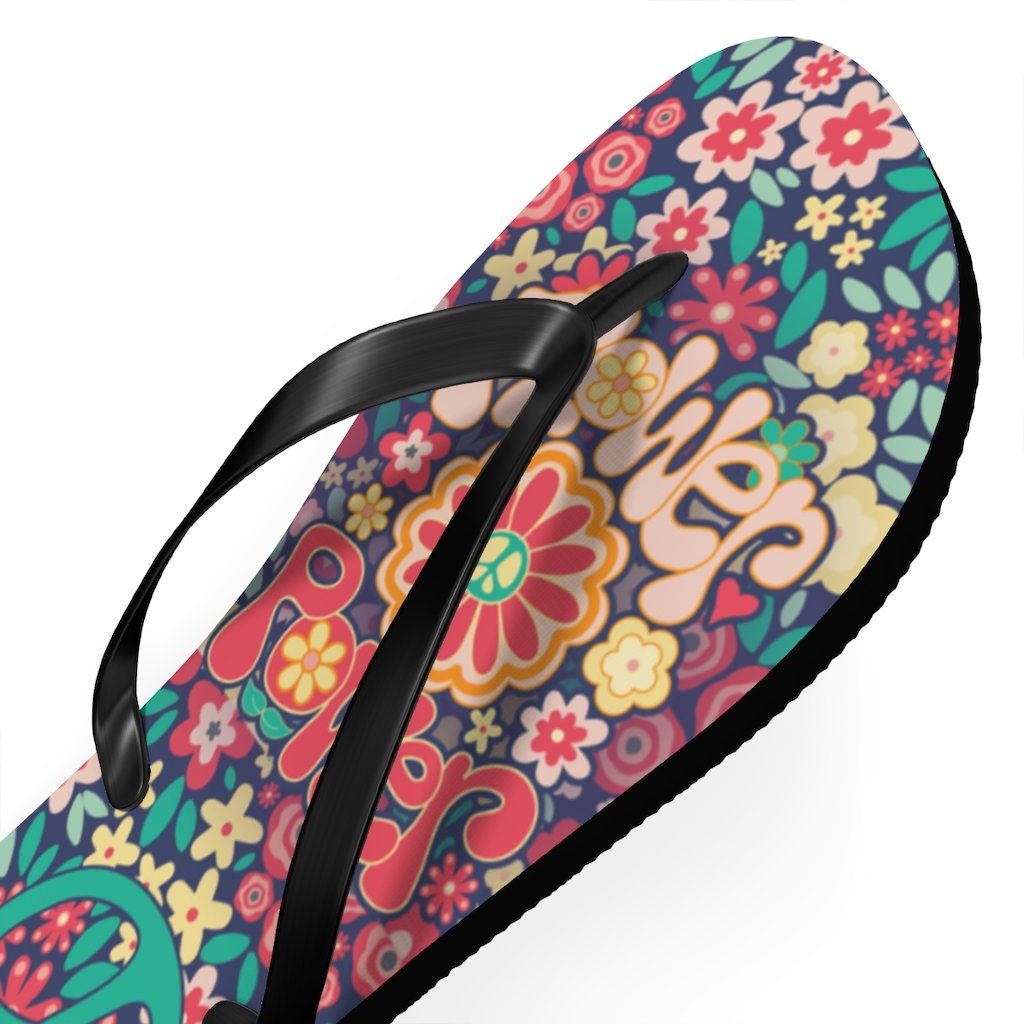 Flower Powers Unisex Flip Flops Shoes Printify