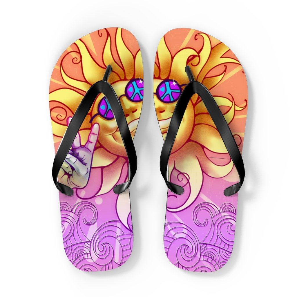 Sun - Peace Out - Unisex Flip Flops Shoes Printify XL Black