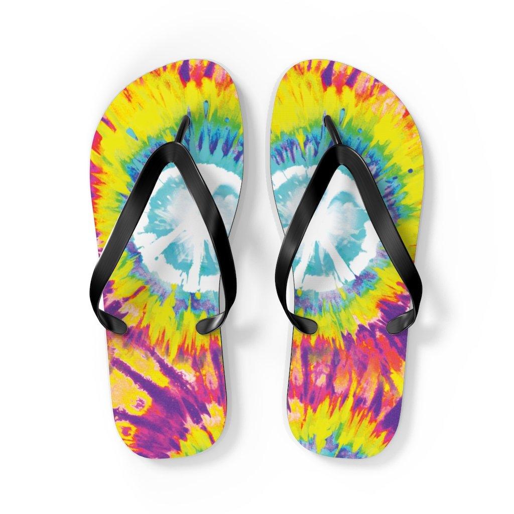 Tie Dye Unisex Flip-Flops Shoes Printify L Black
