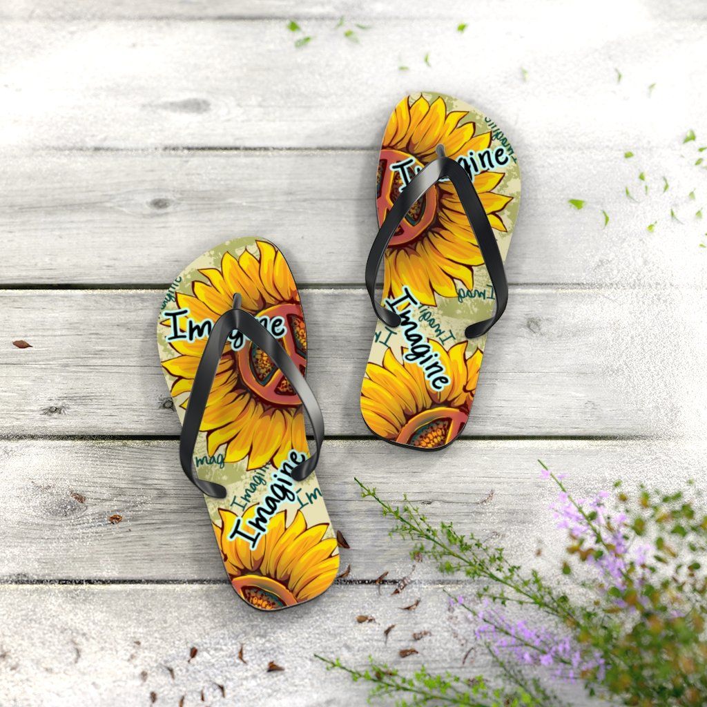 Imagine - Sunflower - Unisex FlipFlops Shoes Printify