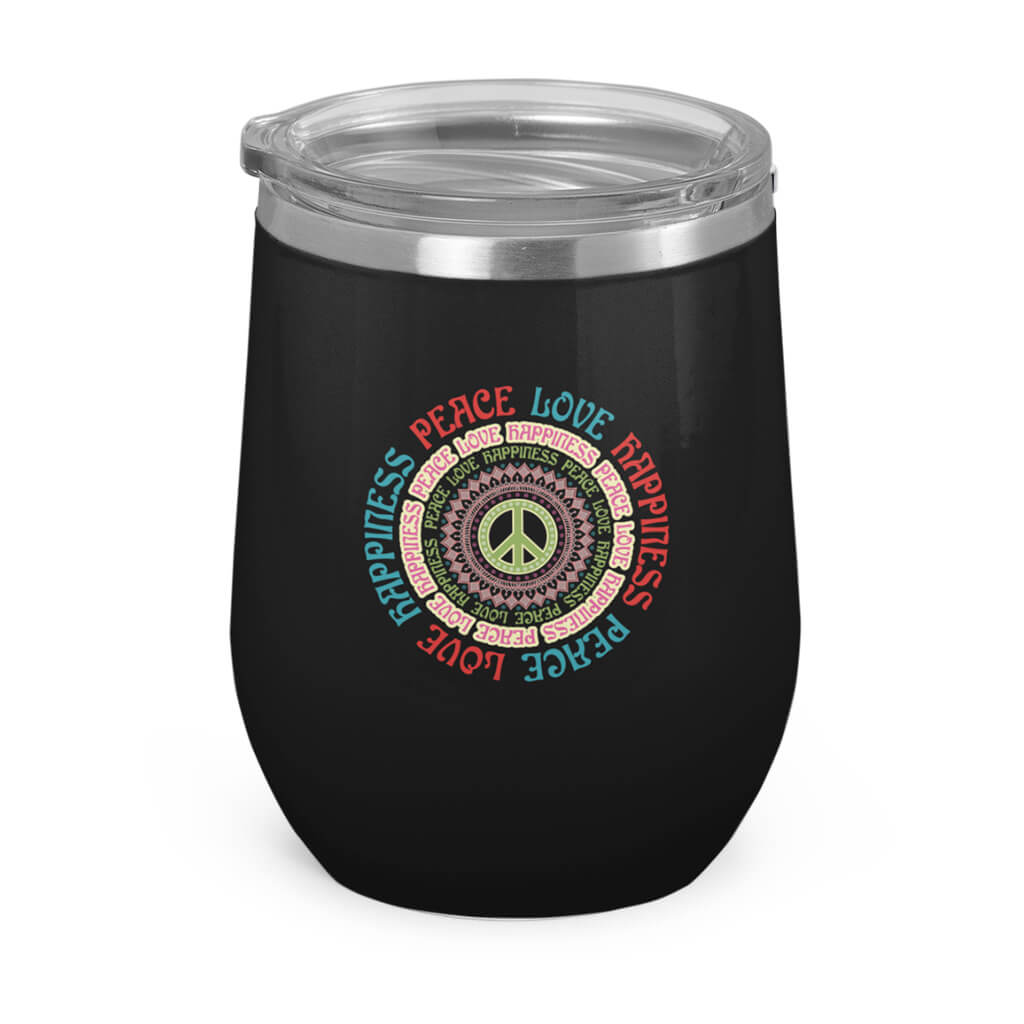 Peace- Love- Happiness- Wine Tumbler