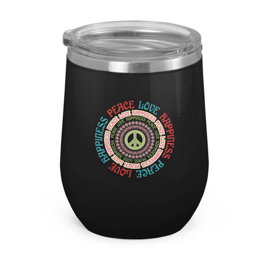 Peace- Love- Happiness- Wine Tumbler
