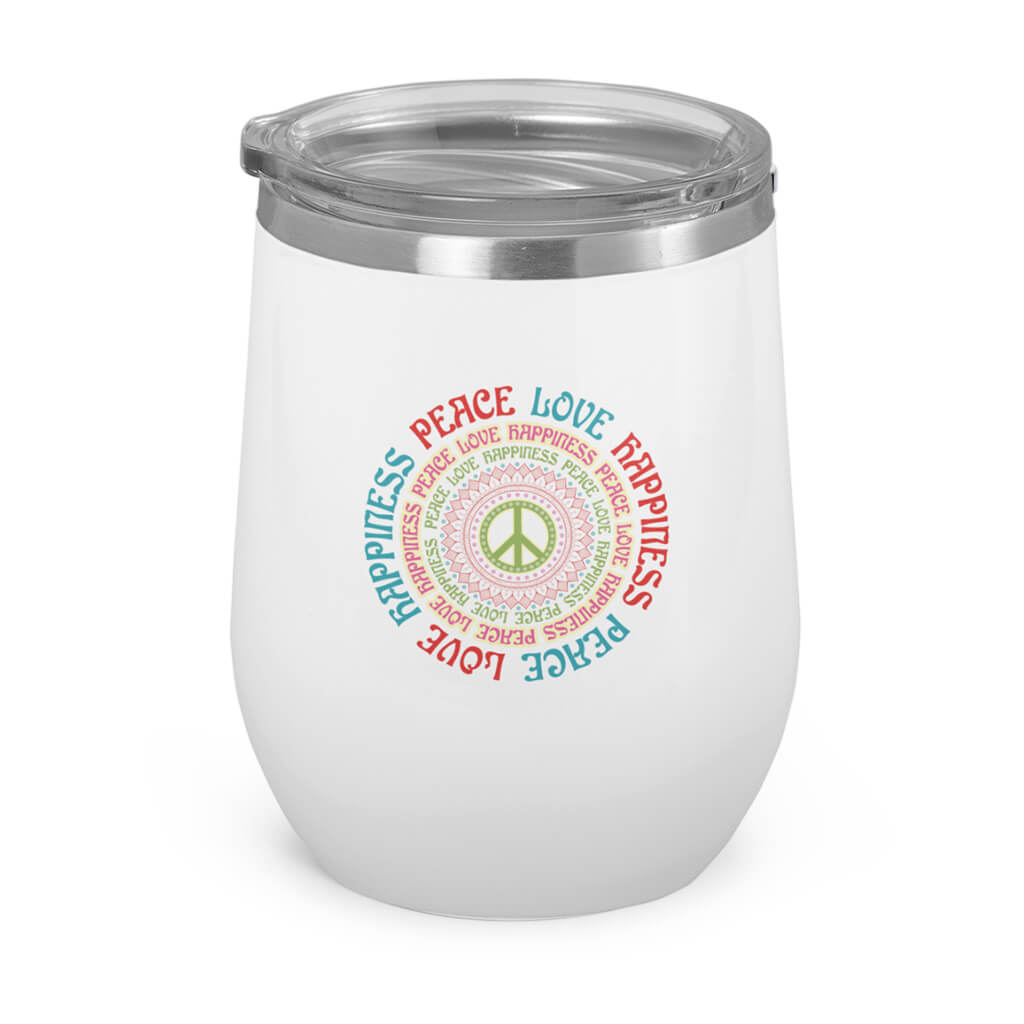 Peace- Love- Happiness- Wine Tumbler