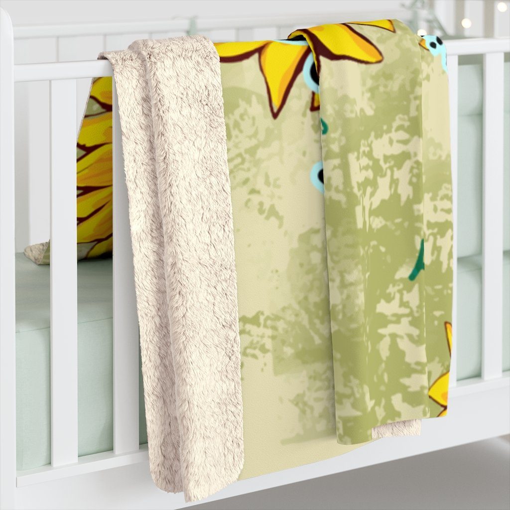 Imagine Sunflower - Sherpa Fleece Blanket Home Decor Printify