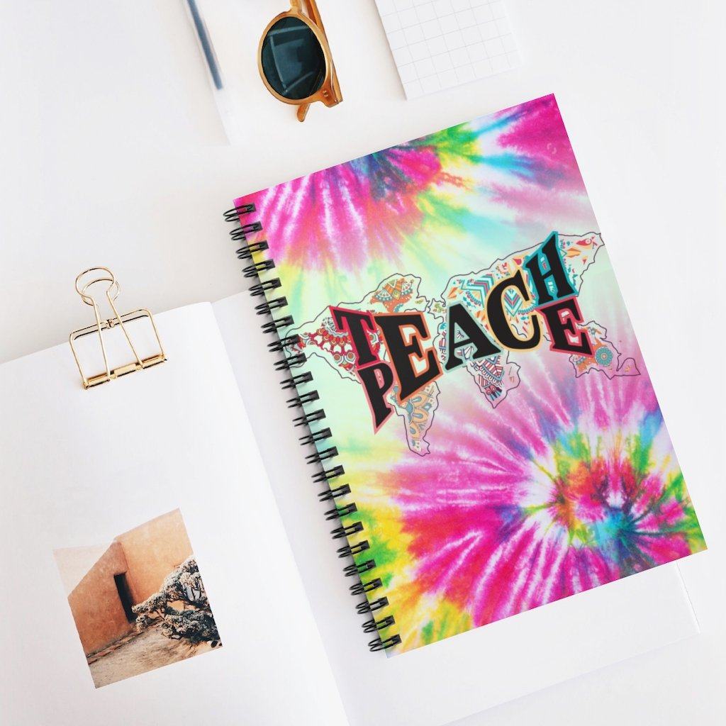 Teach Peace - Spiral Notebook - Ruled Line Paper products Printify