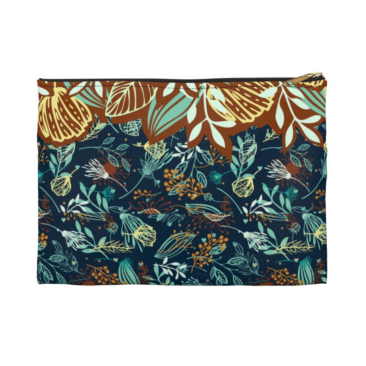 Boho Floral Accessory Pouch Bags Printify Small Black