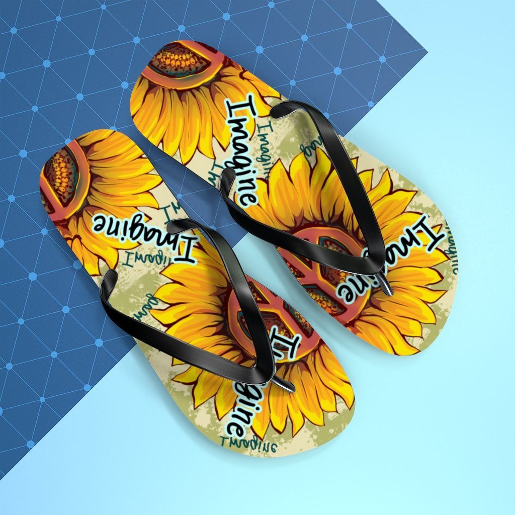 Imagine - Sunflower - Unisex FlipFlops Shoes Printify