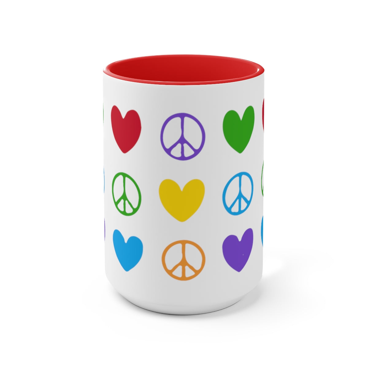 Peace And Love Two-Tone Coffee Mugs, 15oz