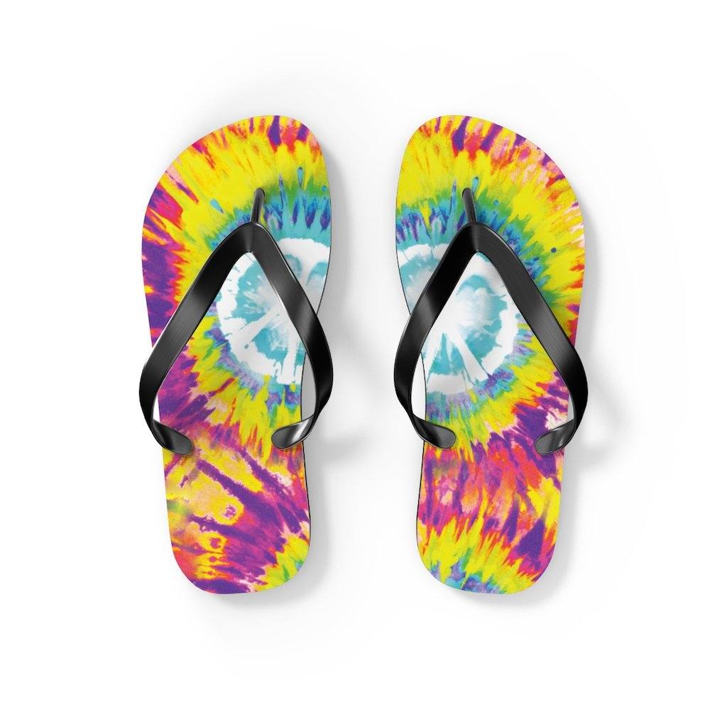Tie Dye Unisex Flip-Flops Shoes Printify S Black