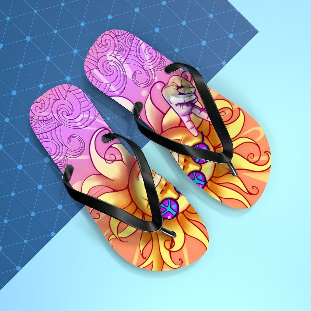Sun - Peace Out - Unisex Flip Flops Shoes Printify