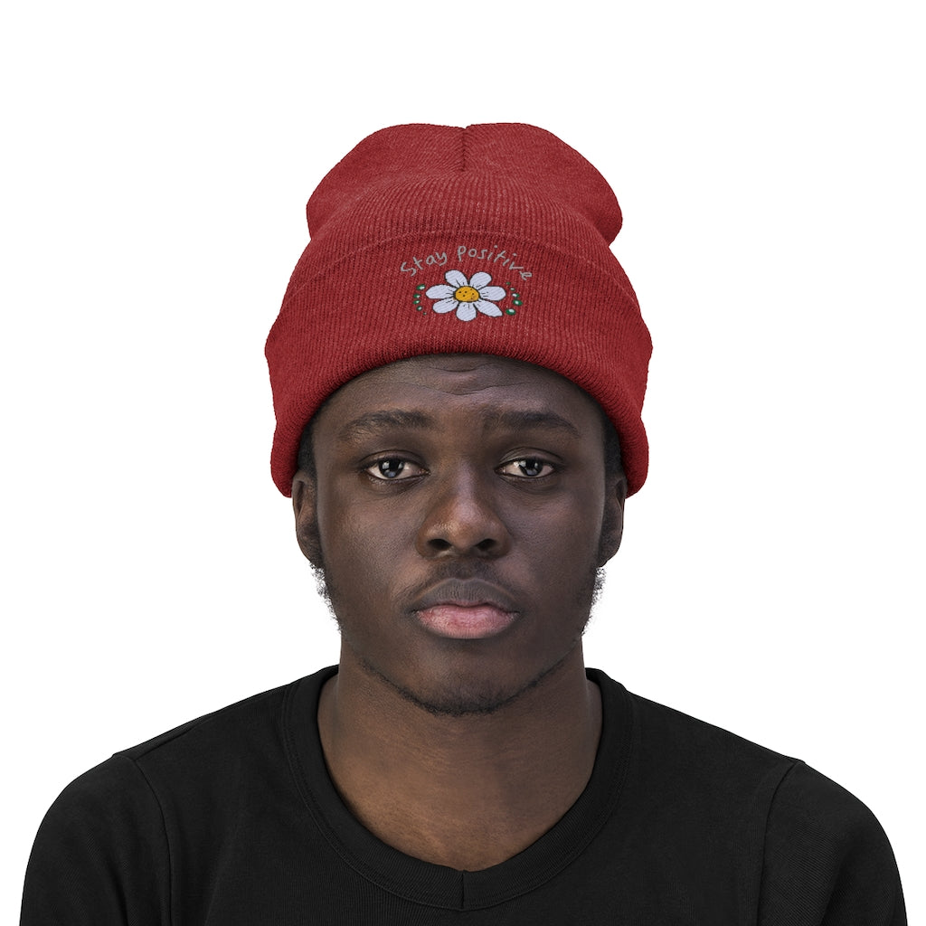 Stay positive- Knit Beanie