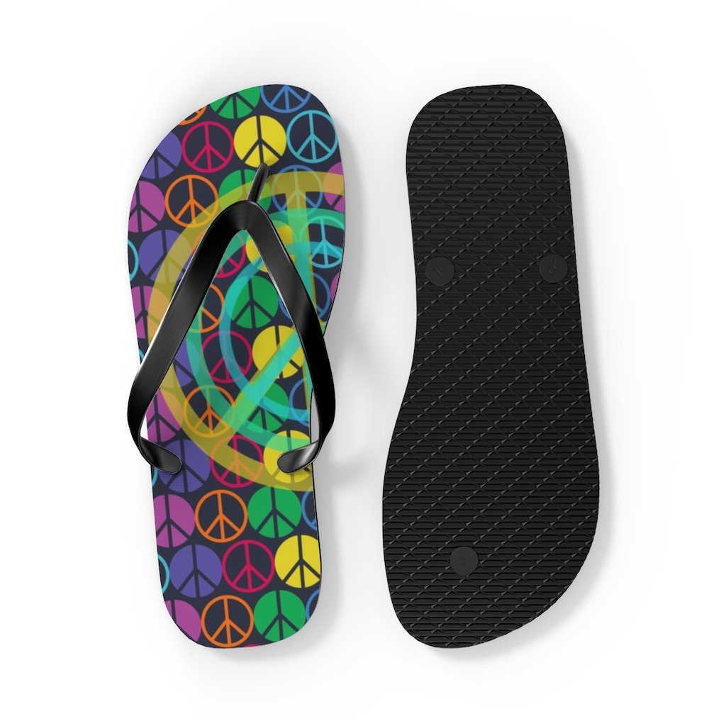 Peace Sign Pattern Unisex Flip Flops Shoes Printify