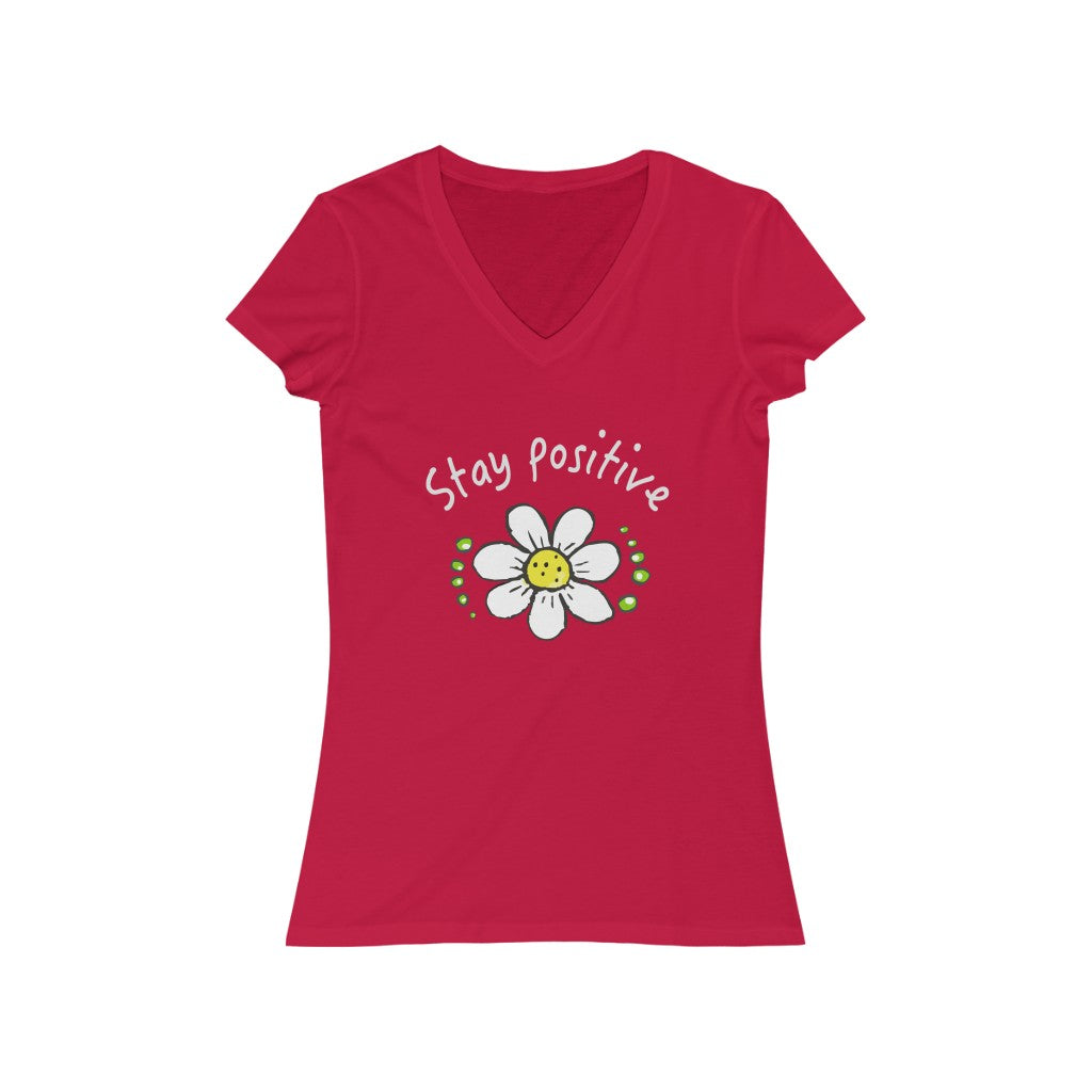Stay Positive Women's Jersey Short Sleeve V-Neck Tee