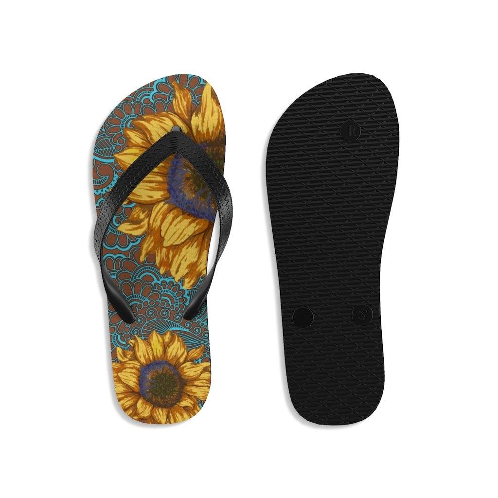 Sunflower Unisex Flip-Flops Shoes Printify