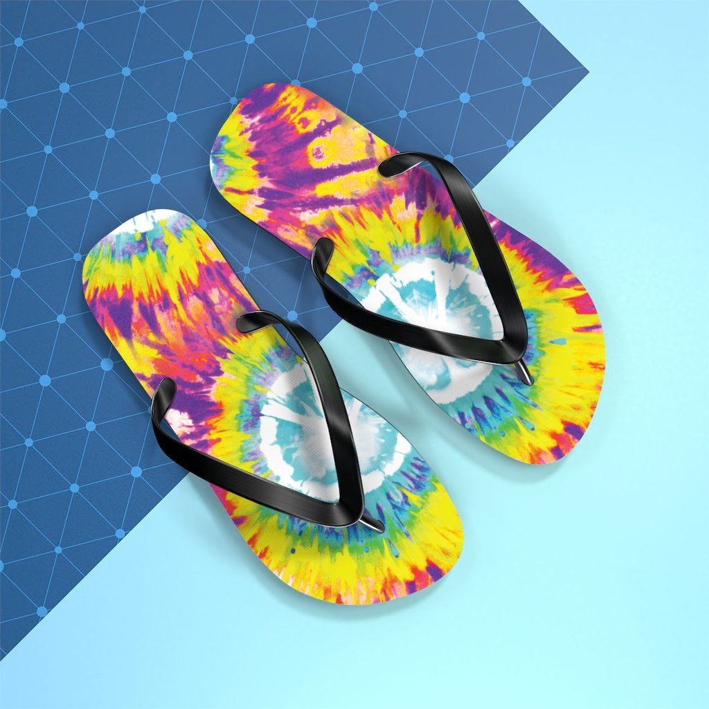 Tie Dye Unisex Flip-Flops Shoes Printify