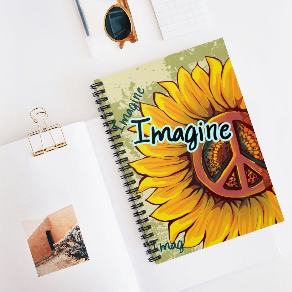 Imagine Sunflower - Spiral Notebook - Ruled Line Paper products Printify
