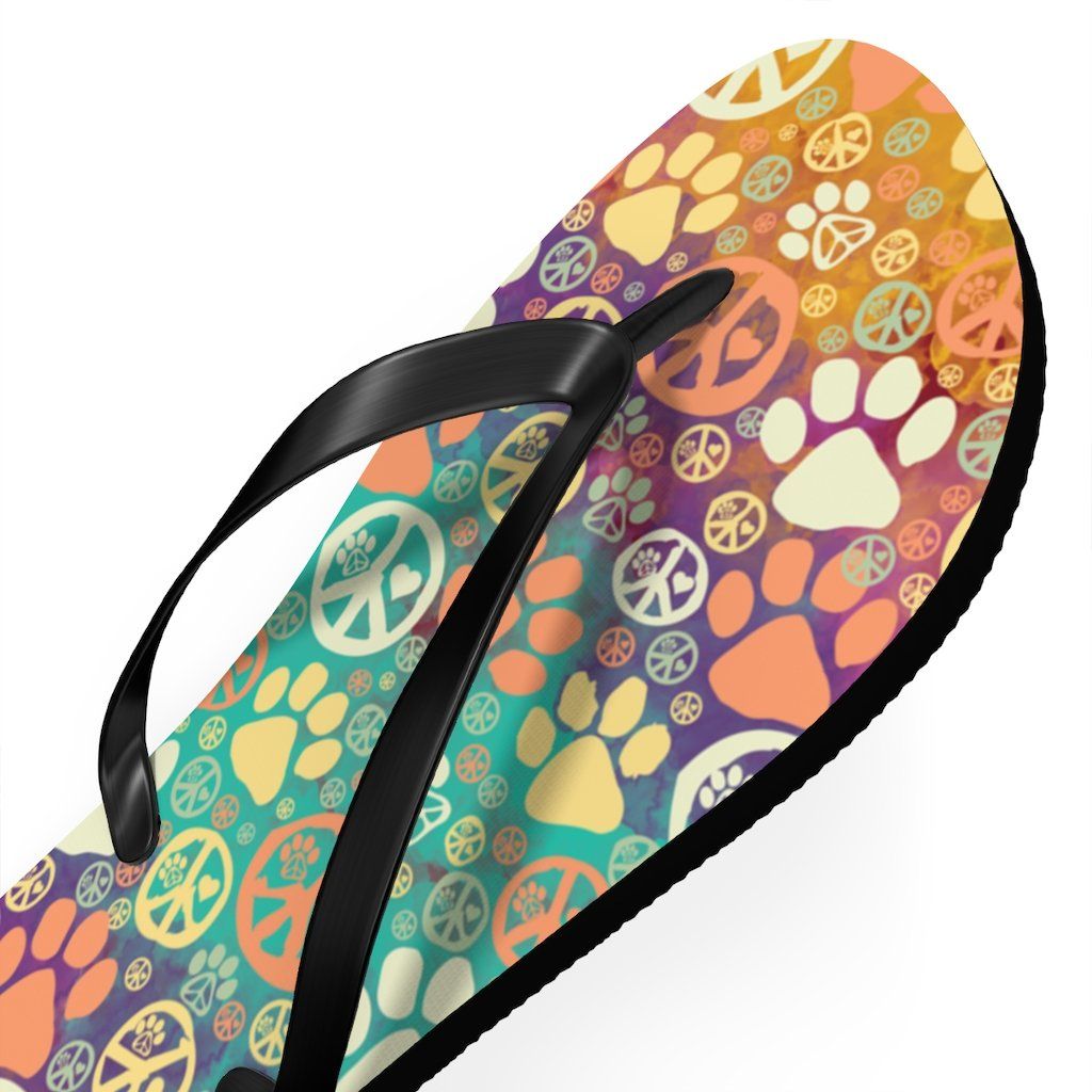 Peace Signs And Paws Unisex Flip Flops Shoes Printify