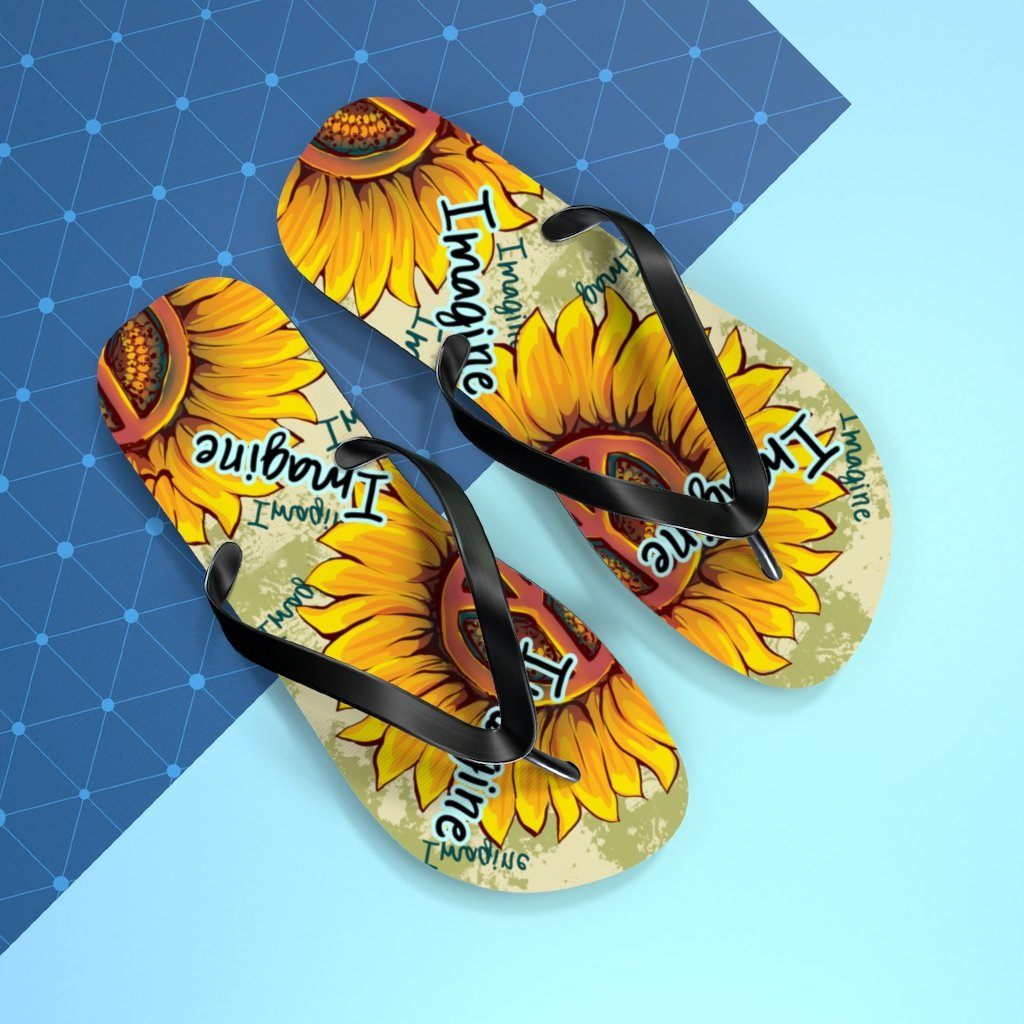 Imagine - Sunflower - Unisex FlipFlops Shoes Printify
