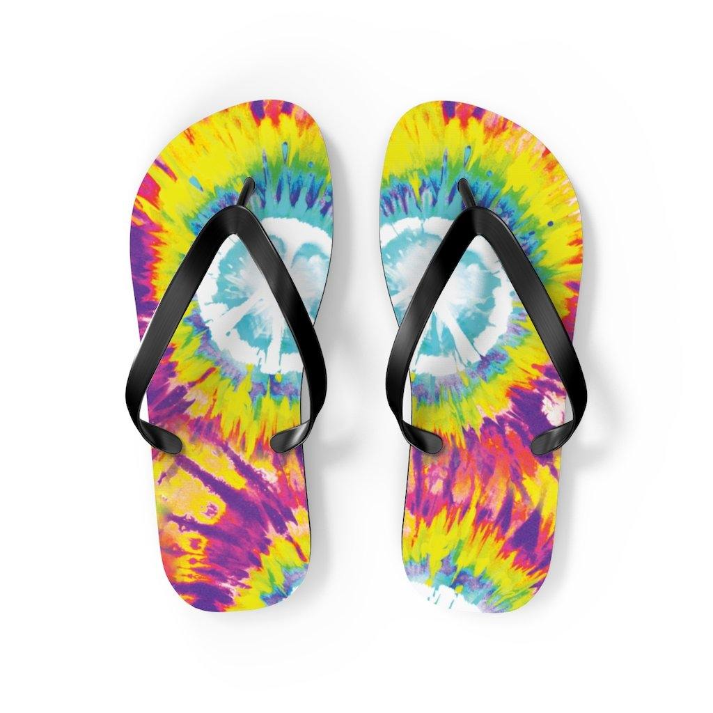 Tie Dye Unisex Flip-Flops Shoes Printify M Black