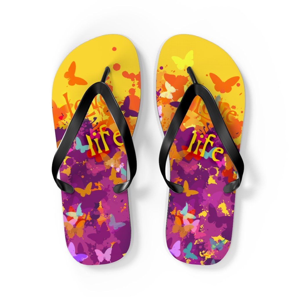 Love Life Unisex Flip-Flops Shoes Printify L Black