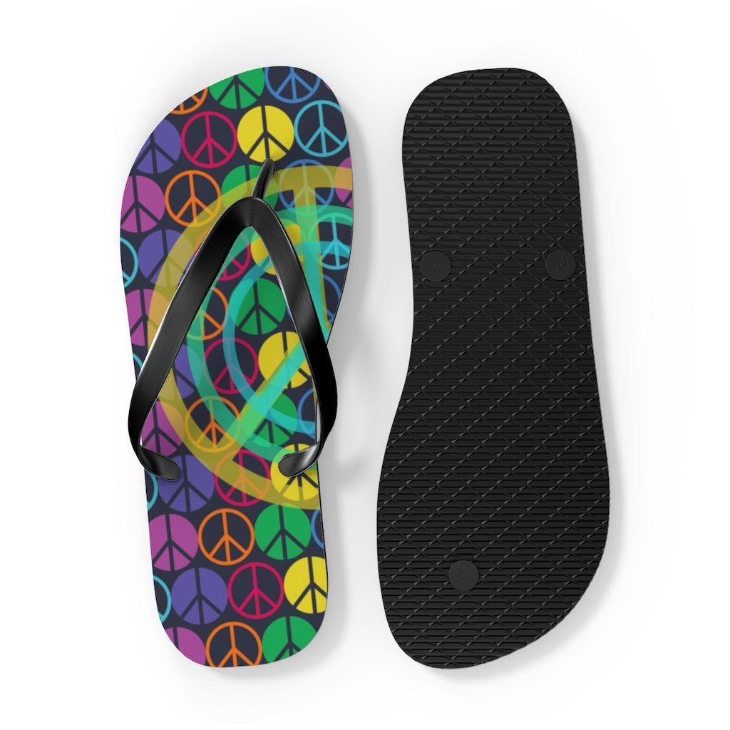 Peace Sign Pattern Unisex Flip Flops Shoes Printify