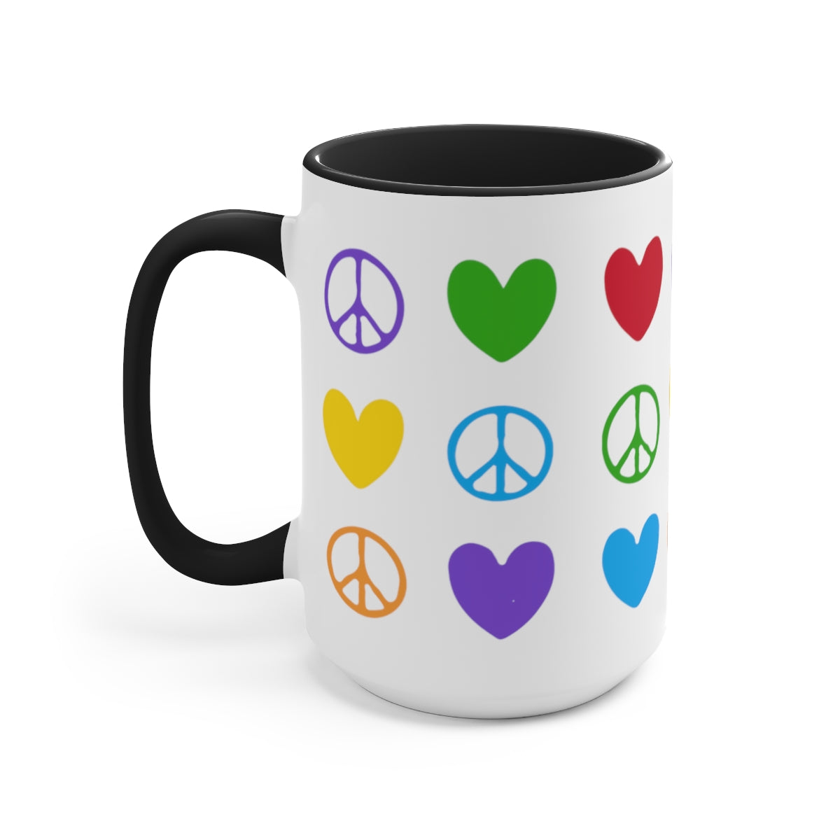Peace And Love Two-Tone Coffee Mugs, 15oz
